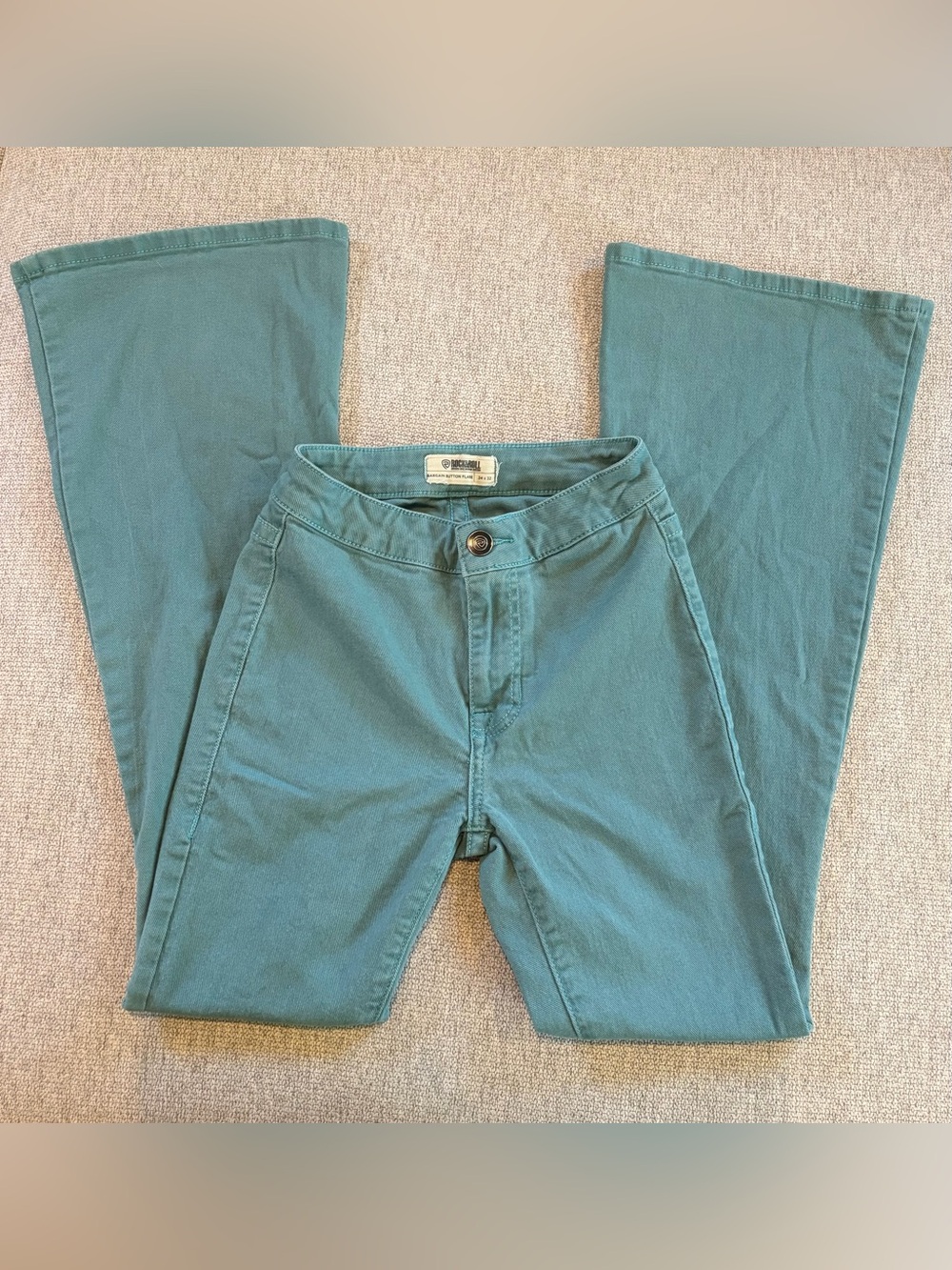 Rock & Roll Denim High Rise Turquoise Flare Jeans Size 24x32 🩵🤠